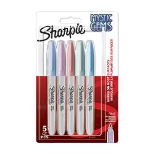 Cartoleria Pennarelli indelebili Sharpie Mystic Gems. Punta fine per dettagli decisi. Colori assortiti. 5 pennarelli Sharpie