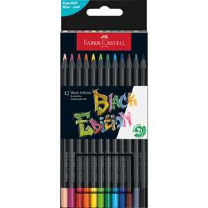 Cartoleria Astuccio cartone da 12 matite colorate triangolari Black Edition