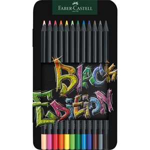 Cartoleria Astuccio metallo da 12 matite colorate triangolari Black Edition Faber-Castell