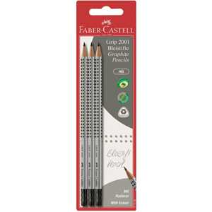 Cartoleria Blister 3 matite di grafite triangolari Grip 2001 con gommino Faber-Castell