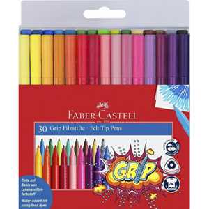 Cartoleria Bustina in plastica da 30 pennarelli Grip Colour Marker Faber-Castell