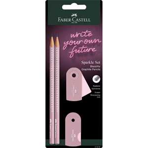 Cartoleria Blister 2 matite di grafite Sparkle + 1 gomma mini sleeve + 1 temperamatite mini sleeve, rose shadows/dapple grey Faber-Castell