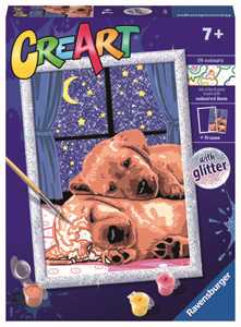 Giocattolo Ravensburger - CreArt Serie D: Coppia di cagnolini, Kit per Dipingere con i Numeri, Ravensburger