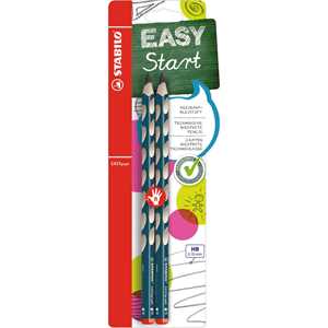 Cartoleria Matita Ergonomica triangolare - STABILO EASYgraph per Destrimani in Petrolio - Pack da 2 - Gradazione HB Stabilo