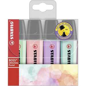 Cartoleria Evidenziatore - STABILO BOSS ORIGINAL Pastel - Astuccio da 4 - Colori assortiti Stabilo