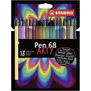 Cartoleria Pennarello Premium - STABILO Pen 68 - ARTY - Astuccio da 18 con appendino - 18 colori assortiti STABILO