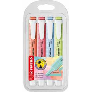 Cartoleria Evidenziatore - STABILO swing cool Pastel - Astuccio da 4 - Rosa Corallo/Fior di Ciliegio/Azzurro Ghiaccio/Lime Stabilo
