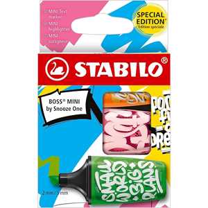 Cartoleria Stabilo Evidenziatore BOSS MINI by Snooze One, custodia da 3 Stabilo
