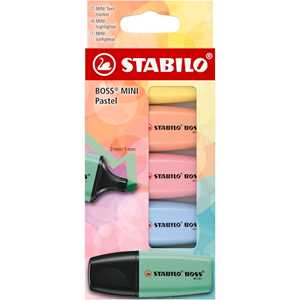 Cartoleria Evidenziatore - STABILO BOSS MINI Pastel - Astuccio da 5 - Colori assortiti STABILO