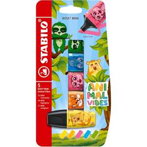Cartoleria STABILO BOSS MINI - Animal Vibes - Evidenziatore - Astuccio da 5 - Colori assortiti Stabilo