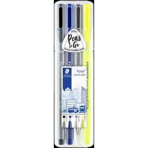 Cartoleria Box con 4 penne triplus assortite. Staedtler