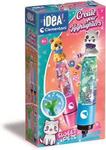 Giocattolo Clementoni Idea - Create Your Highlighters: Sweet Pets, Laboratorio degli Evidenziatori Personalizzati, Kit Creativo Clementoni